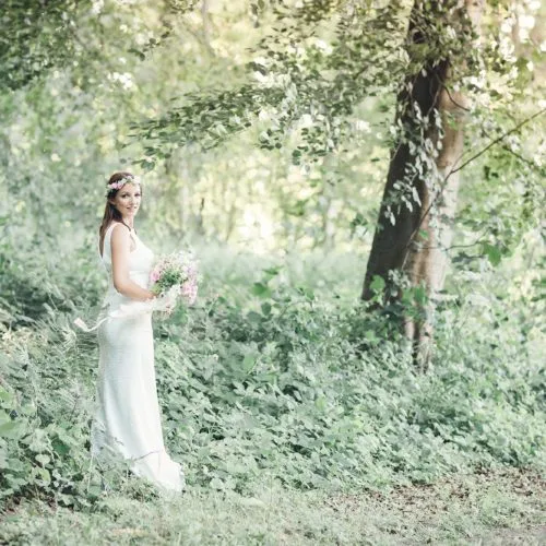Bridal portrait in Homme House woodland
