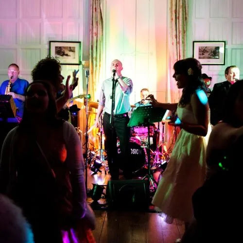 Wedding band playing in the Panelled Room