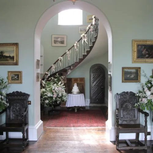 Wedding flowers in the Hall at Homme House