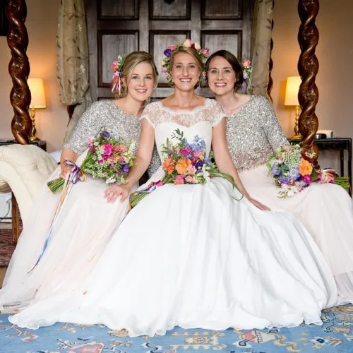 Bride and bridesmaids in the Bridal Suite at Homme House