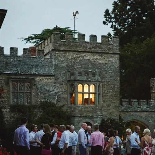 The Tower wing of Homme House during an evening wedding reception