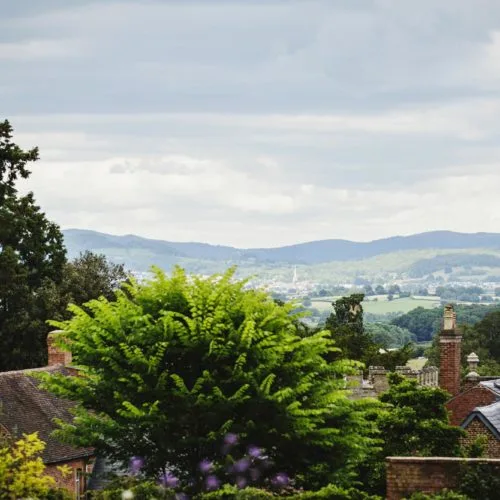 View of Malvern Hills from behind Homme House