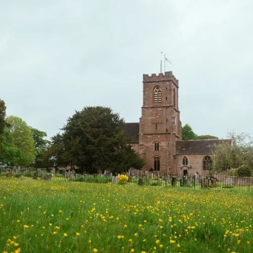 St Bartholomew's Church from Homme House's parkland