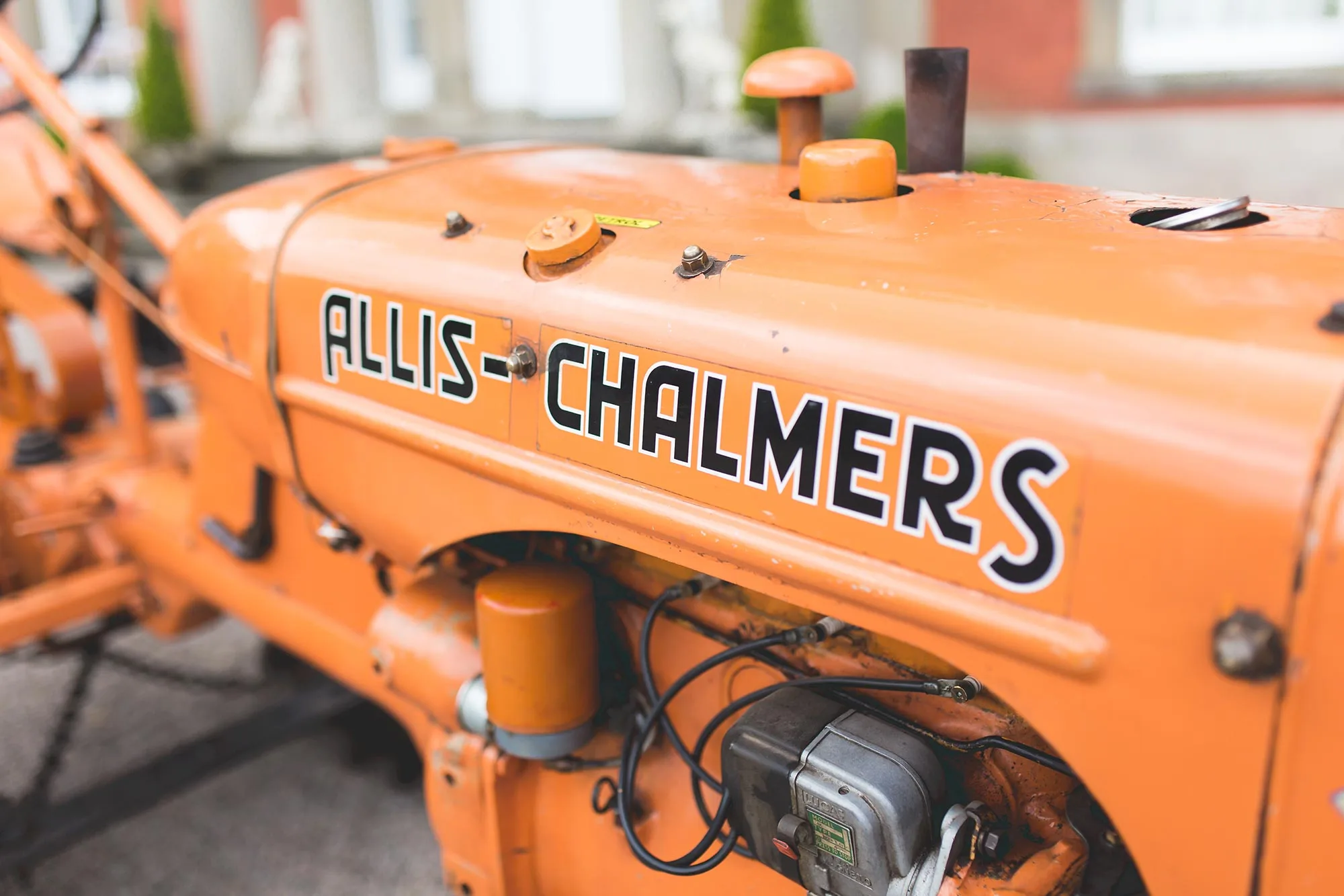 A tractor to take the bride to the church at Homme House