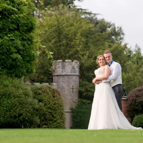 Wedding couple portrait on the lawn at Homme House