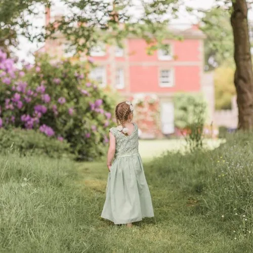 A flower girl in the main garden at Homme House