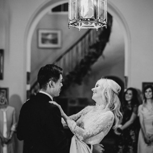 A first dance for the bride and groom in the Hall