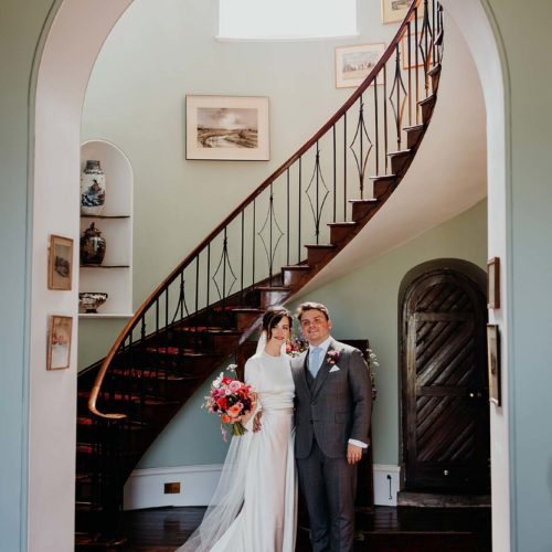 Wedding-couple-in-Hall-at-Homme-House