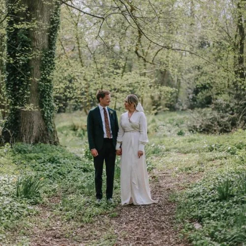 Wedding-couple-portrait-in-Homme-House-woodland
