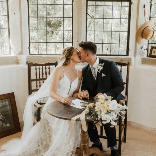 Bride-and-groom-kiss-in-Homme-House-Summerhouse