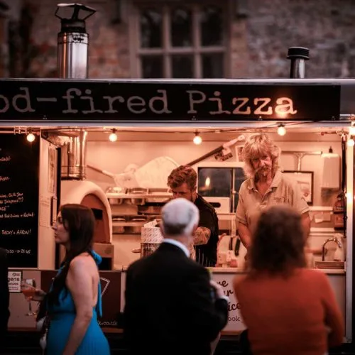 Evening-pizza-van-on-gravel-outside-Homme-House