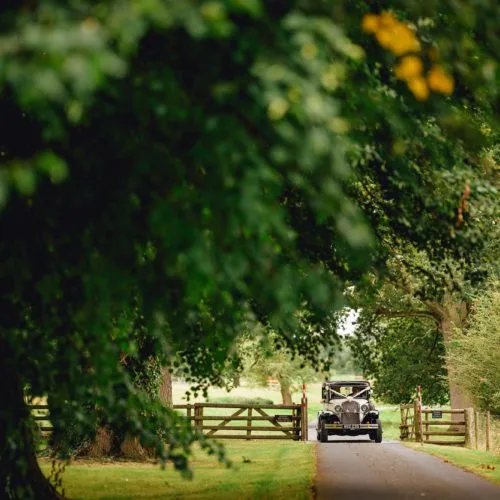 Wedding-car-on-drive-at-Homme-House