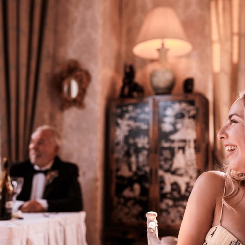 Wedding-guest-laughing-in-Dining-Room-at-Homme-House